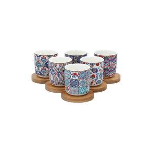 EasyLife 12-Piece Iznic Coffee Cup and Bamboo Saucer Set EasyLife 12-Piece Iznic Coffee Cup and Bamboo Saucer Set